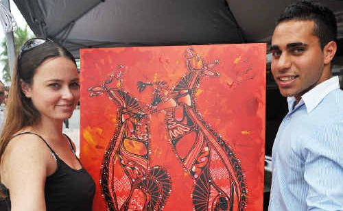 Artist Danielle Burford and Westpac Bank’s Karrnunny Pearce. Artist Danielle Burford and Westpac Bank’s Karrnunny Pearce.